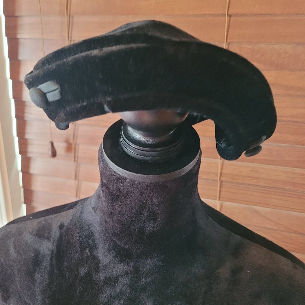 Vintage 1950s Black Velvet Hat with button accents